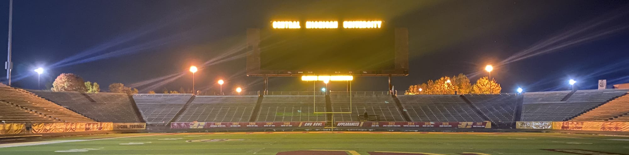 empty football stadium at night under the lights Albuquerque